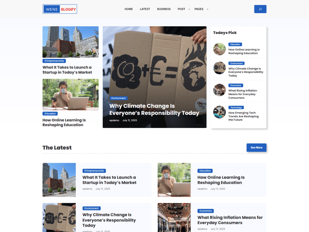 WENS Blogify Screenshot