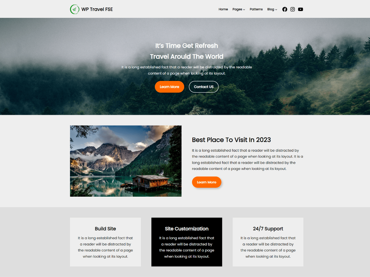 WP Travel FSE Screenshot